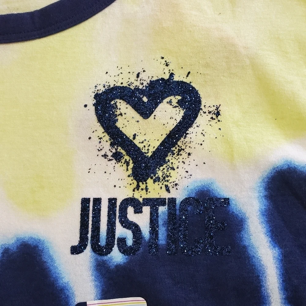 K1159 * Justice Girls Tie Dyed Tee Yellow Blue Size XS (5/6) NWT